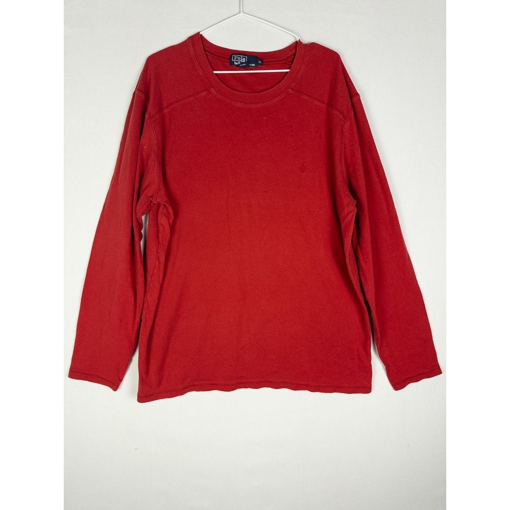 VTG Polo Ralph Lauren Sweatshirt Mens XL Red Solid Cotton Pony Pullover